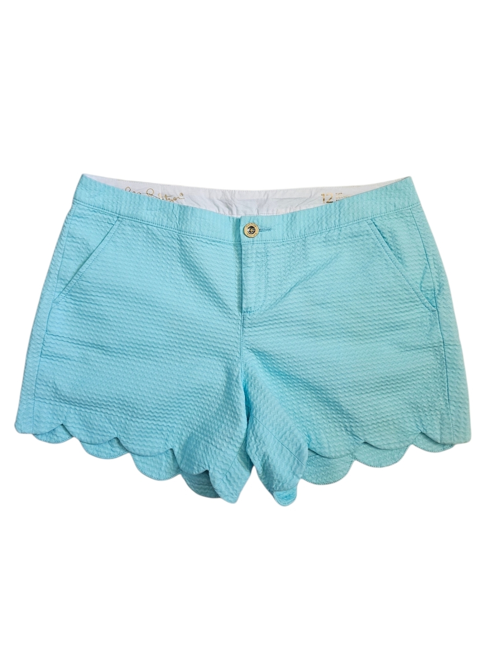 Lilly Pulitzer Buttercup Scalloped Shorts Bali Blue Aqua - Picture 3 of 9